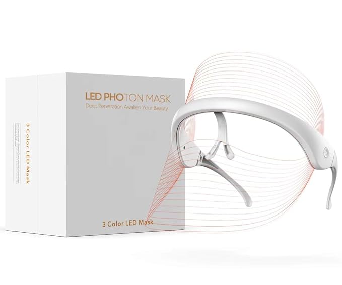 LED Face Mask Light Therapy Facial Photon Beauty Device with USB Cable 3 Colors LED Skin Care Treatment Mask for Facial Rejuvenation, Anti-Aging