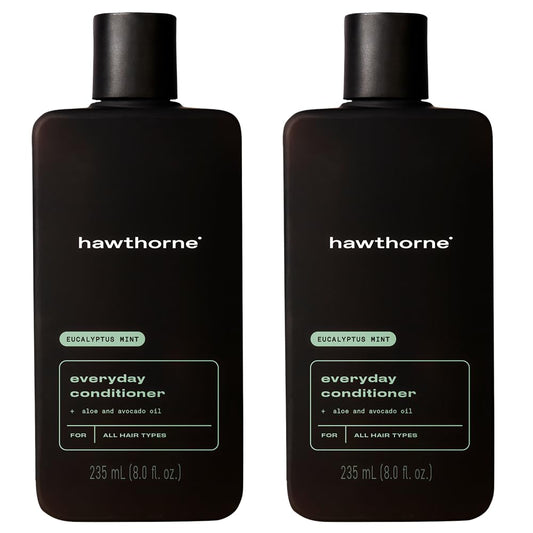 Hawthorne Everyday Conditioner For Men. Mens Conditioner For Stronger, Smoother, Healthier Hair with Plant-Derived Glycerin. Mint and Eucalyptus Scent. Natural, Sulfate Free, Paraben Free. 2-Pack.