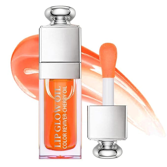 GECOMO Moisturizing Lip Oil,No-Sticky Lip Gloss Lip Balm Lip Care,Fruit Flavoured Lip Oil For Dry Lip's Moisturizing Hydrating And Nourishing (004#CORAL) 0.2 OZ