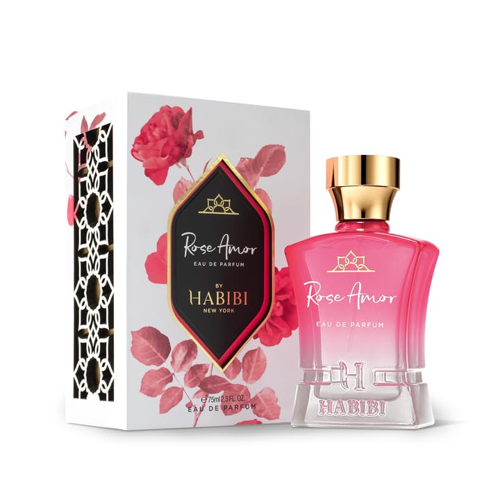 H HABIBI Rose Amor Arabian Perfume for Women – 2.5 oz (75ML) Long Lasting Women's Fragrance, Warm Spicy Floral Scent with White Pepper, Citrus & Amber Notes