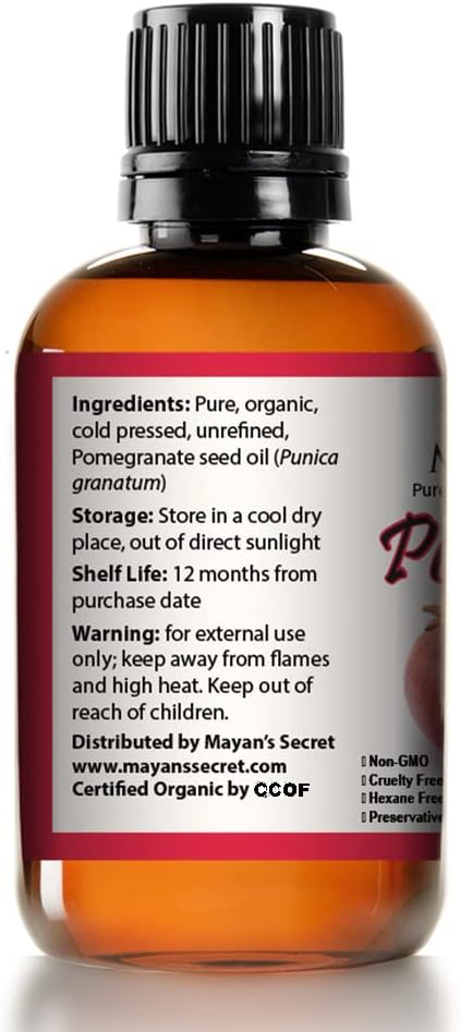 Mayan's Secret Pure Carrier and Essential oils for Skin Care, Hair, Body Moisturizer for Face-Anti Aging Skin Care (Pomegranate Seed Oil Organic, 4oz)