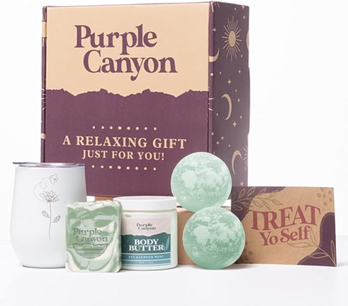 Purple Canyon Bath Gift Set for Women | Revitalizing Eucalyptus Spearmint and Cucumber Mint Self-Care Gift for Women