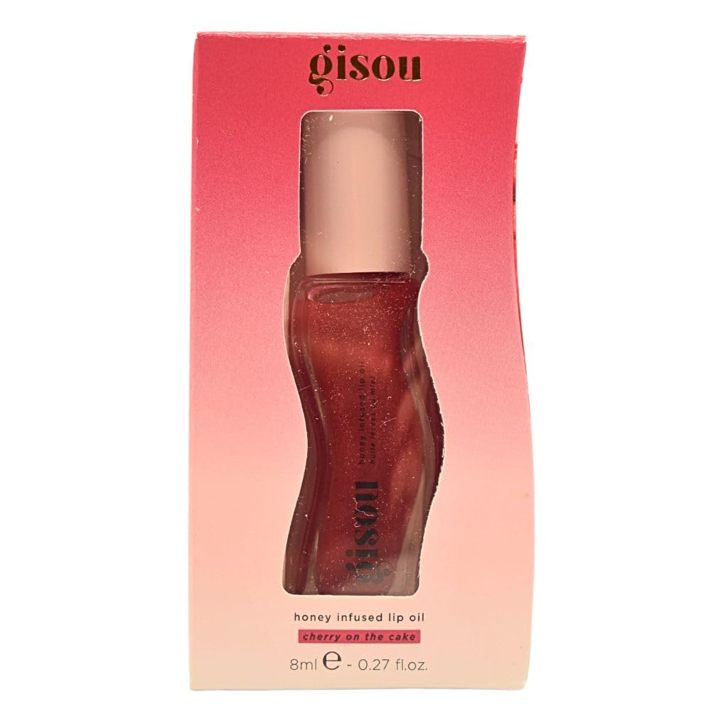 Gisou Honey Infused Hydrating Lip Oil, Nourishing Lip Moisturizer for Dry Lips, 0.27 fl oz (Cherry On The Cake)