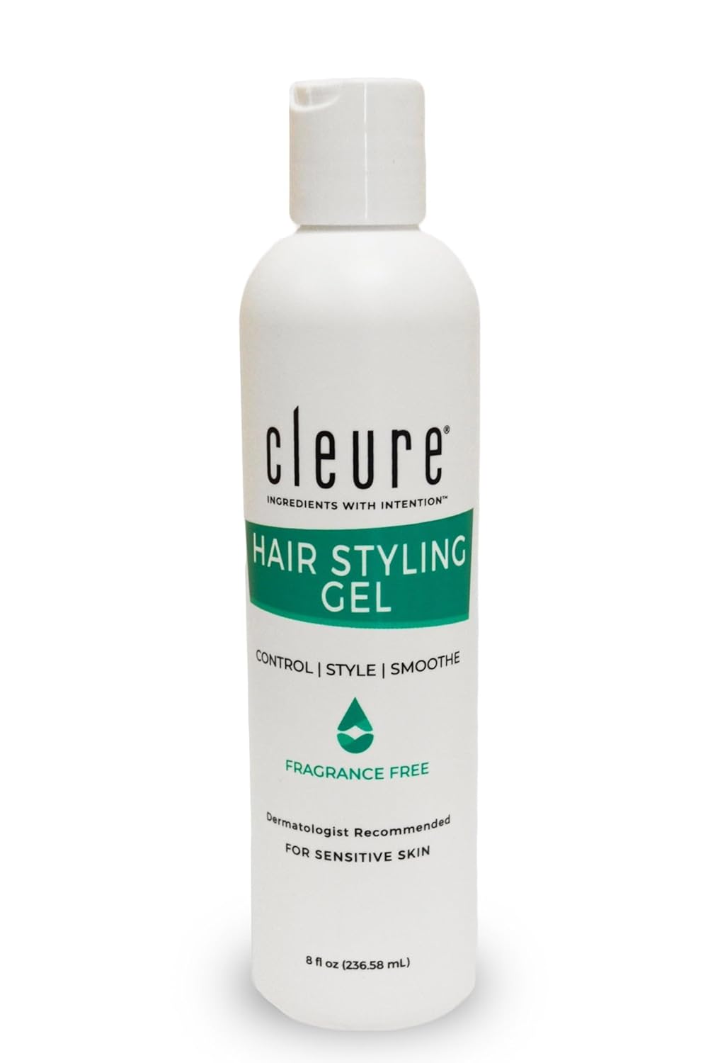 Cleure Lightweight Hair Styling Gel - Hypoallergenic, Fragrance Free for Edge Control to Tame Frizz with Medium Hold (8 fl oz, Pack of 1)