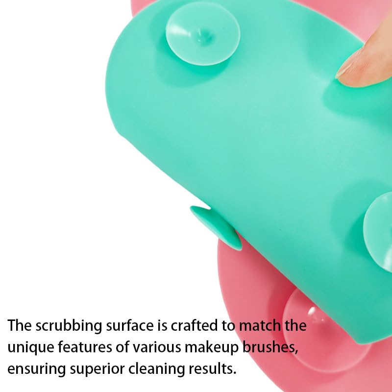 4 Pcs Silicone Makeup Brush Cleaning Mat Portable Makeup Brush Cleaning Mat with Suction Cup, Washing Tool for Makeup Brushes, Large and Small Sizes (Green and Pink)