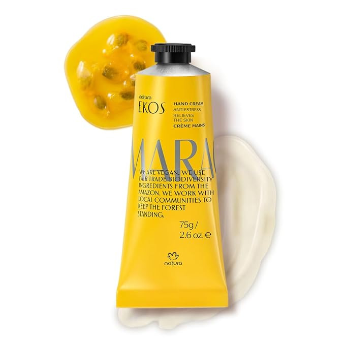 natura - Ekos Maracujá Hand Cream - Calming Hand Balm - Fast Absorption - 24-Hour Deep Hydration Skin Moisturizer - Vegan Skin Care - Brazilian Beauty Secrets - Self Care & Body Care - 2.6oz (75g)