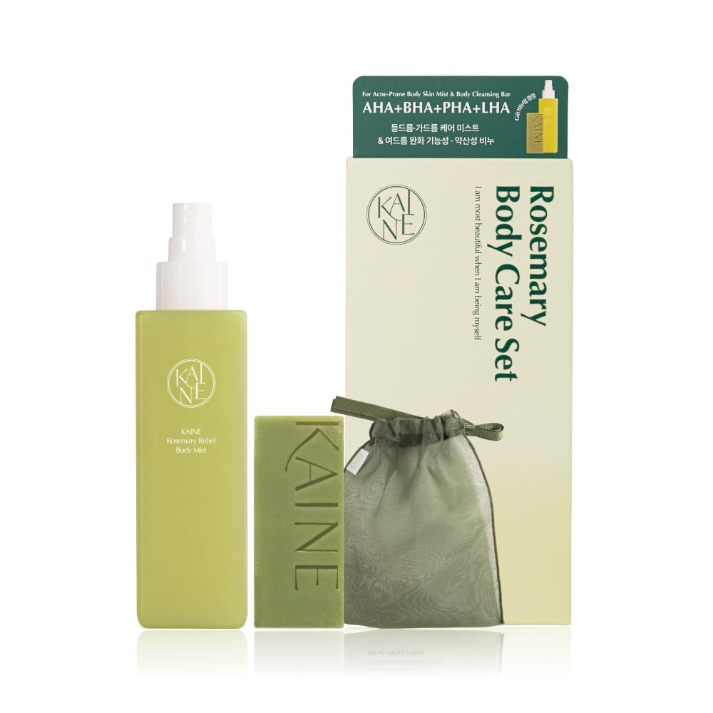 KAINE Rosemary Body Care Set – Body Mist 150ml, Cleansing Bar 100g, Soap Net Included