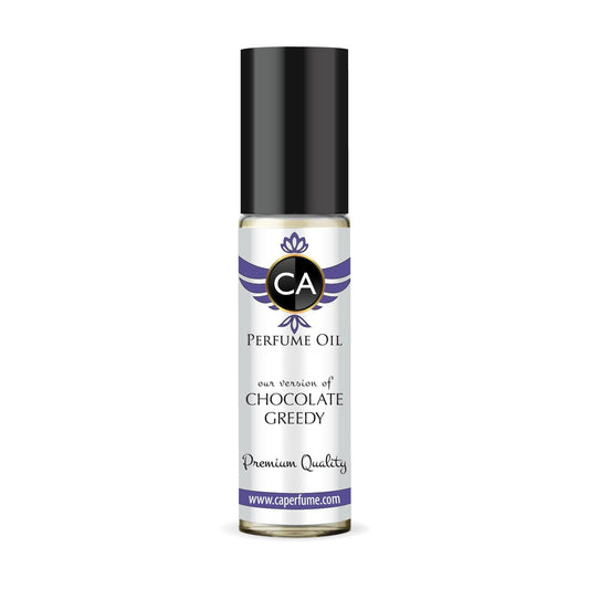 CA Perfume Impression of Chocolate Greedy Unisex Eau De Parfum Amber Vanilla Scent Long Lasting Unisex Fragrance Travel Size TSA Ready for Day and Night Wear 0.33 Fl Oz 10ml