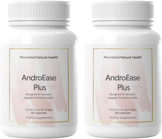 Nourished AndroEase Plus - Vegan Hormone Balance for Women - Zinc, Reishi, Green Tea and Saw Palmetto for Women - for Energy, Vitality, Facial Hair and Daily Wellness - 120 Capsules, Made in USA