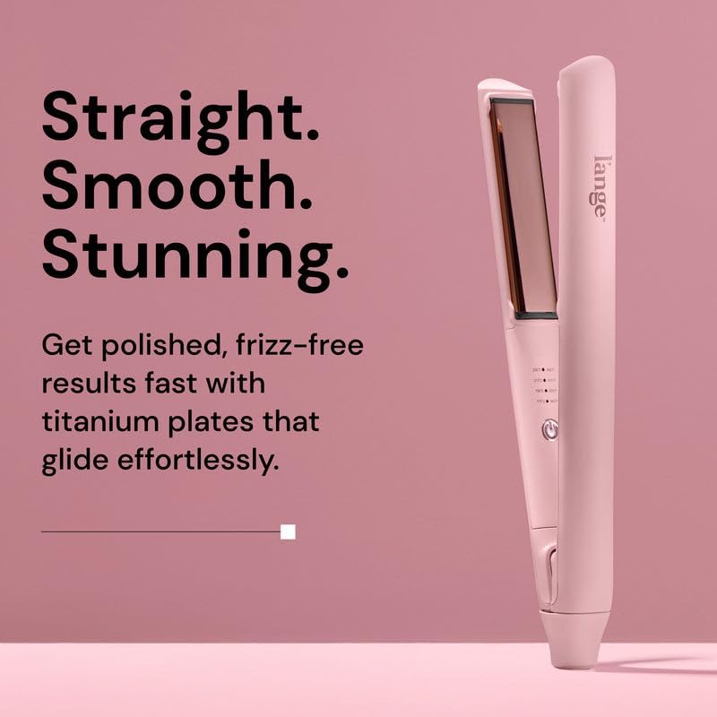 L'ANGE HAIR Straight Forward Titanium Flat Iron – 1” Floating Plates | Dual Voltage | 360° Swivel Cord | Auto Shut-Off | Safety Cool Tips | Ideal for Straightening, Curling, and Waving (Blush)