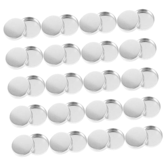 VOSAREA 30pcs Empty Round Metal Tin Palette Pans for Cosmetic Eyeshadow - Blush - and Lipstick 20mm Magnetic Organizer for DIY Makeup and Craft Projects