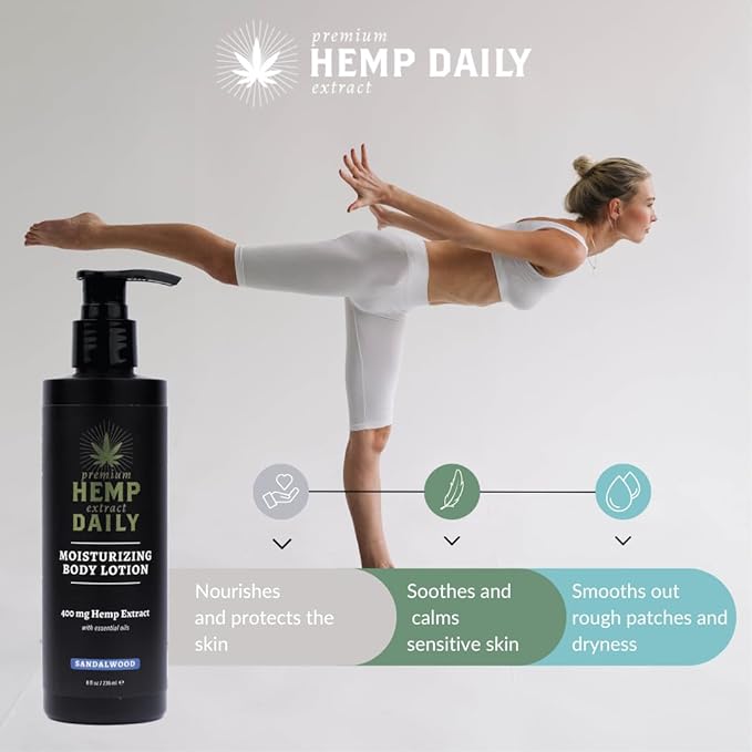 Premium Hemp Daily Ultra-Moisturizing Body Lotion - Face Moisturizer & Hand Cream - Dry Skincare Cream with Hemp Seed & Essential Oils - Classic Mint - 8oz (Pack of 1)