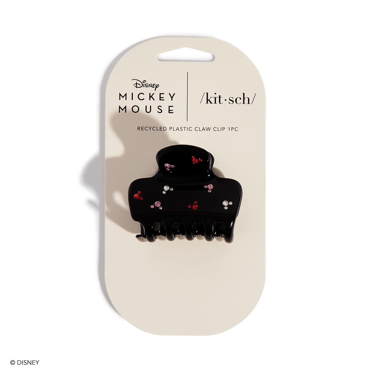 Kitsch & Mickey/Minnie Hair Claw with Rhinestones, Cute and Elegant Claw Clips for Girls, Great for All Hair Types, Recycled Plastic | Ideal Gifts for Women - 1pc (Black)