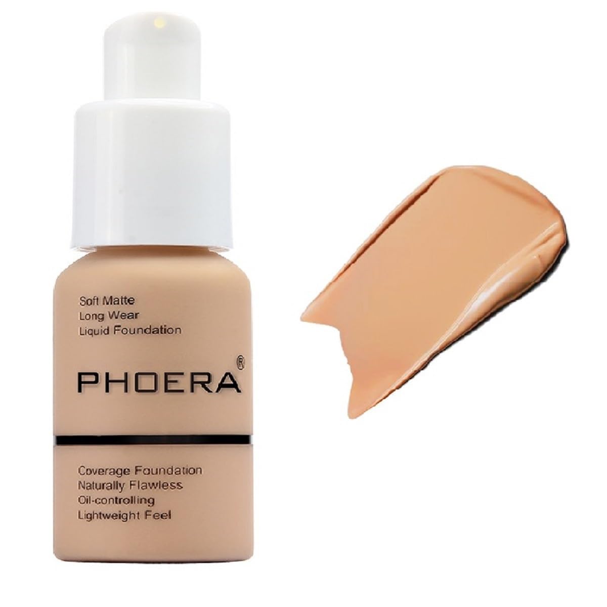 PHOERA Foundation,Soft Matte Full Coverage Liquid Foundation,Makeup Brighten Highlighting,Matte Oil Control Facial Concealer Foundation for Women Girls (104 Buff Beige)