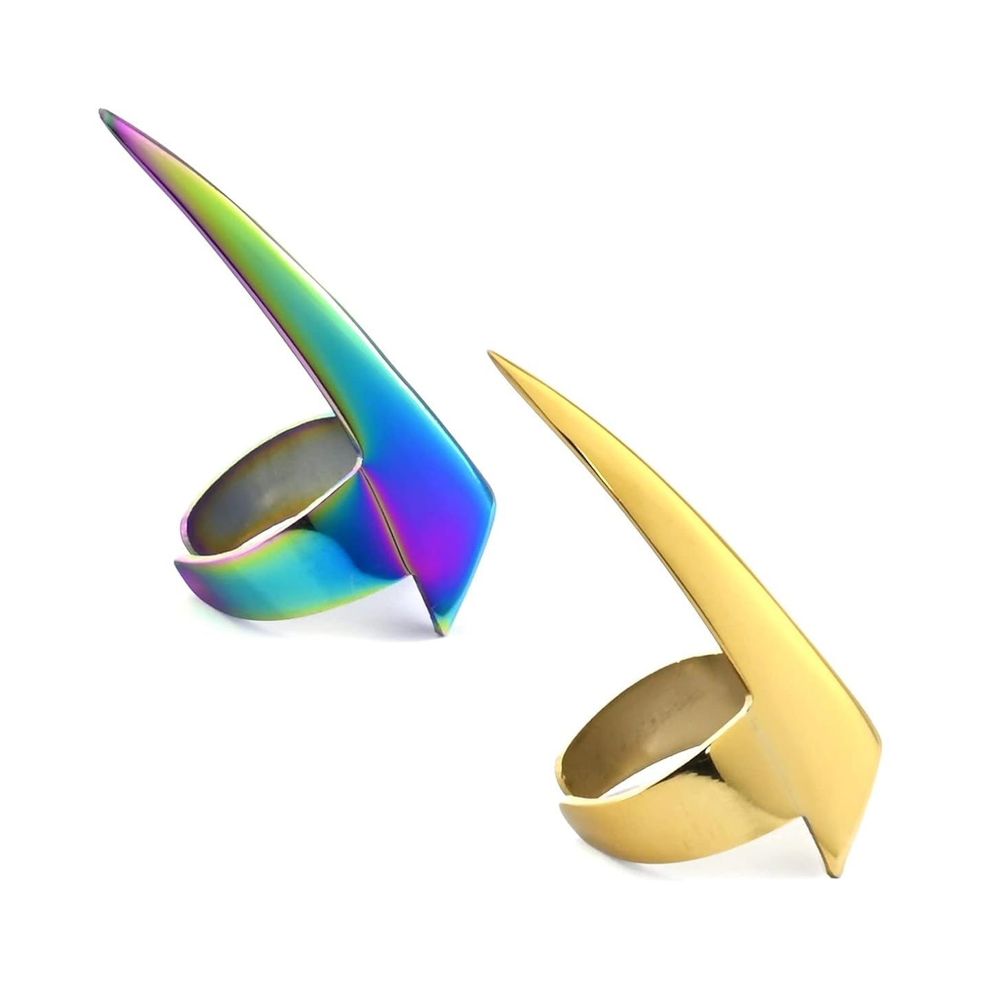 Quick Braid Aid Finger Parting Tool & Sectioning Rings Set- Stainless Steel Stitch Braiding Tools for Durable Dreadlocks Wig, Weaving & Installation of Human Hair Extensions Beader Tool (Gold,Multi)