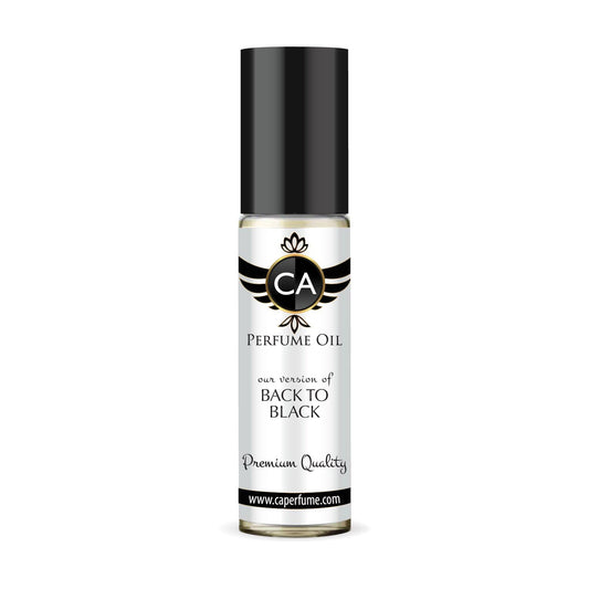 CA Perfume Impression of Back To Black Unisex Eau De Parfum Amber Woody Scent Long Lasting Unisex Fragrance Travel Size TSA Ready for Day and Night Wear 0.33 Fl Oz 10ml
