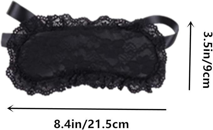 Soft Lace Eye Mask Party Ribbon Accessories, Eye Mask Comfortable Sleep Mask Can Be Adjusted to Shading Eyes, Travel,Home,Meditation,Shift Work (Black)