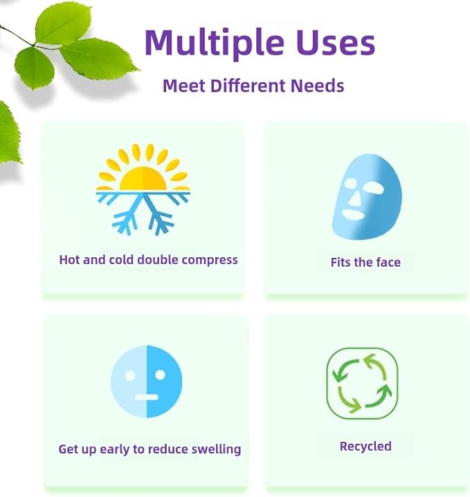 2 PCS Gel Mask,Reusable,Face & Eye Mask with Hole,Dark Circles,Dry Eyes,DeepSleep,Headaches,Puffiness,Stress,migraines,Eye Bags.Allergies,Sinus discomfort,migraines (02-Green)