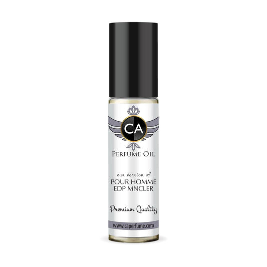 CA Perfume Impression of Pour Homme Edp Mncler for Men Perfume Oil Woody Aromatic Scent Long Lasting Cologne for Men Travel Size TSA Ready Mini Parfum Body Oil Roll-on 0.33 Fl Oz 10ml