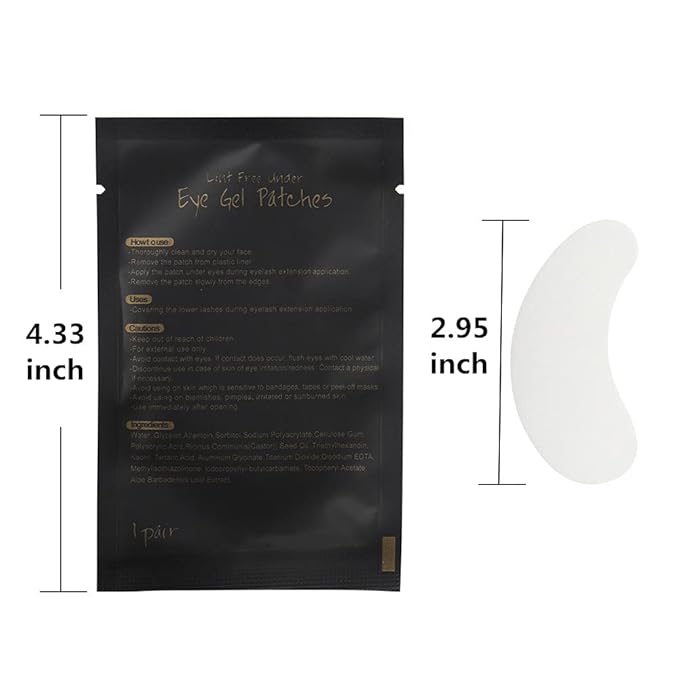 myaokue-up 100 Pairs Eye Gel Pads, Lint Free Under Eye Patches for Eyelash Extensions, Premium Eye Mask Beauty Tool Kit