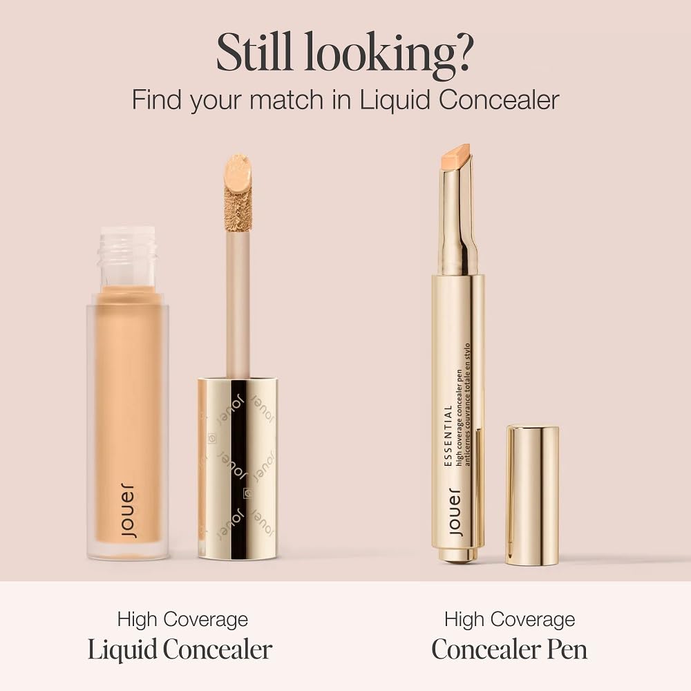 Jouer Essential High Coverage Liquid Concealer - Brightening Concealer - Color Corrector for Under Eye Dark Circles, Spot Coverage, and Eye Primer - Soft Matte Finish, Filigree