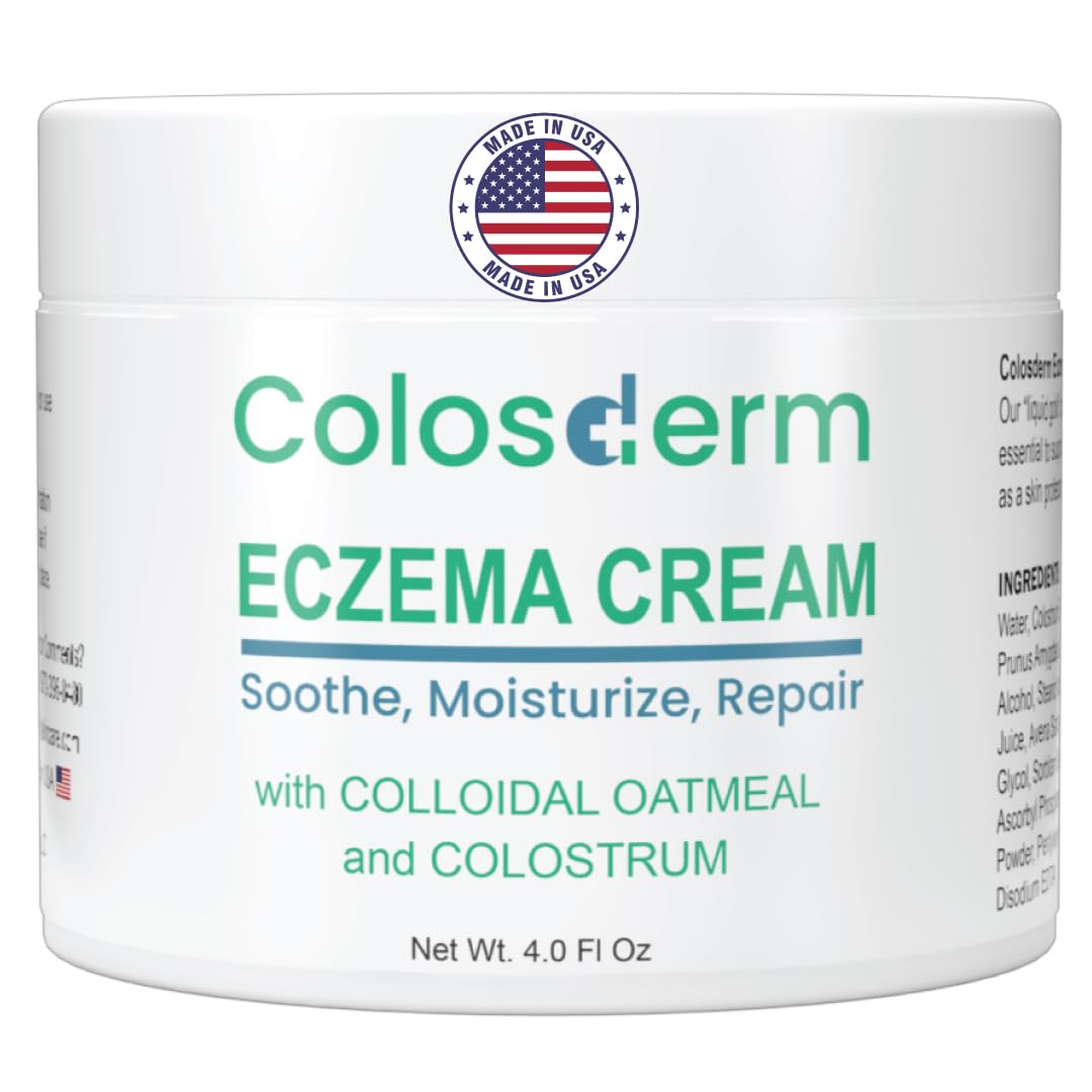 Eczema Cream for Kids & Adults, Colloidal Oatmeal & Colostrum Daily Moisturizing Body Lotion for Sensitive Skin, Soothing Eczema Treatment Relief for Dry & Itchy Skin, Steroid- & Fragrance-Free, 4 oz