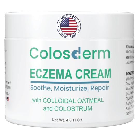 Eczema Cream for Kids & Adults, Colloidal Oatmeal & Colostrum Daily Moisturizing Body Lotion for Sensitive Skin, Soothing Eczema Treatment Relief for Dry & Itchy Skin, Steroid- & Fragrance-Free, 4 oz