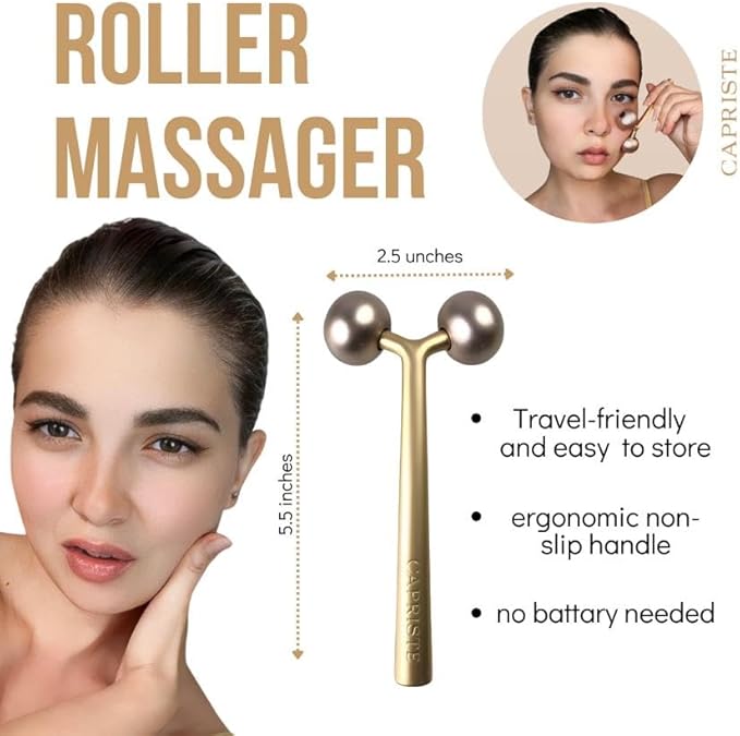Premium Face Sculptor Metal Facial Massager Anti-Wrinkle Face, Neck, & Décolleté Roller | Reduces Swelling, Boosts Collagen, Face Roller for Wrinkles and Lifting Skin Tightening Device