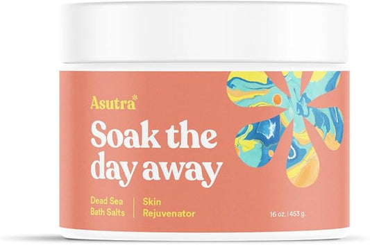 ASUTRA Dead Sea Bath Salts (Skin Rejuvenator), 16 oz - Soak in Rich & Vital Healing Minerals - Pamper & Soften Skin with Grapefruit, Juniper, & Cypress Essential Oils