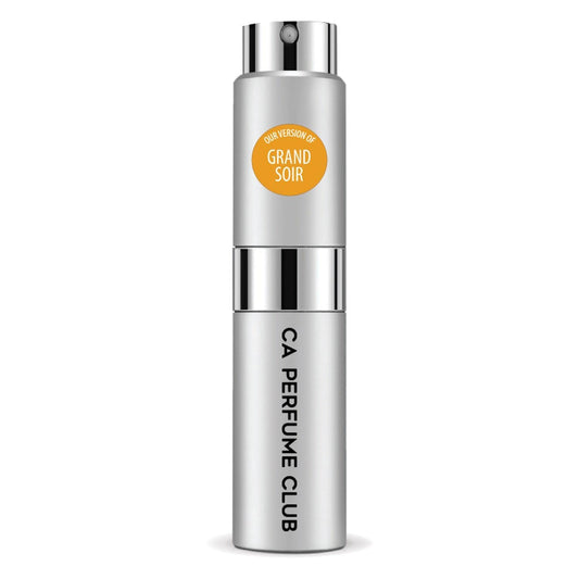 CA Perfume Impression of Grand Soir for Women and Men Amber Scent Long Lasting Unisex Fragrance Eau De Parfum Travel Size Refillable Atomizer Spray 0.27 Fl Oz 8ml
