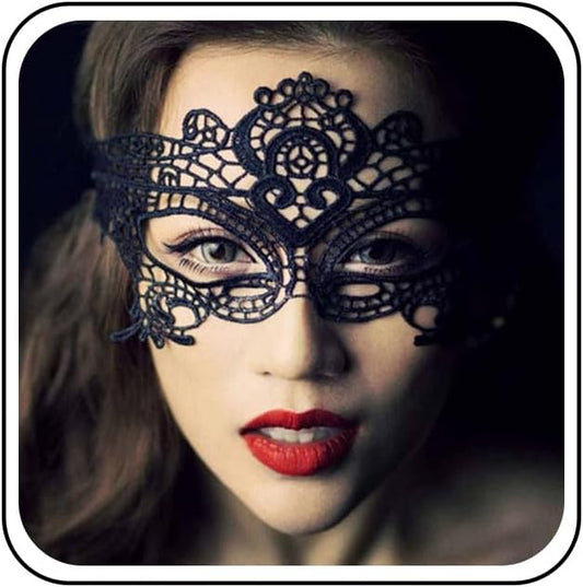 Gothic Black Lace Eye Cover Masquerade Adjustable Black Lace Dress Halloween Carnival Eye Decoration for Women and Girls Prom Costume Gifts