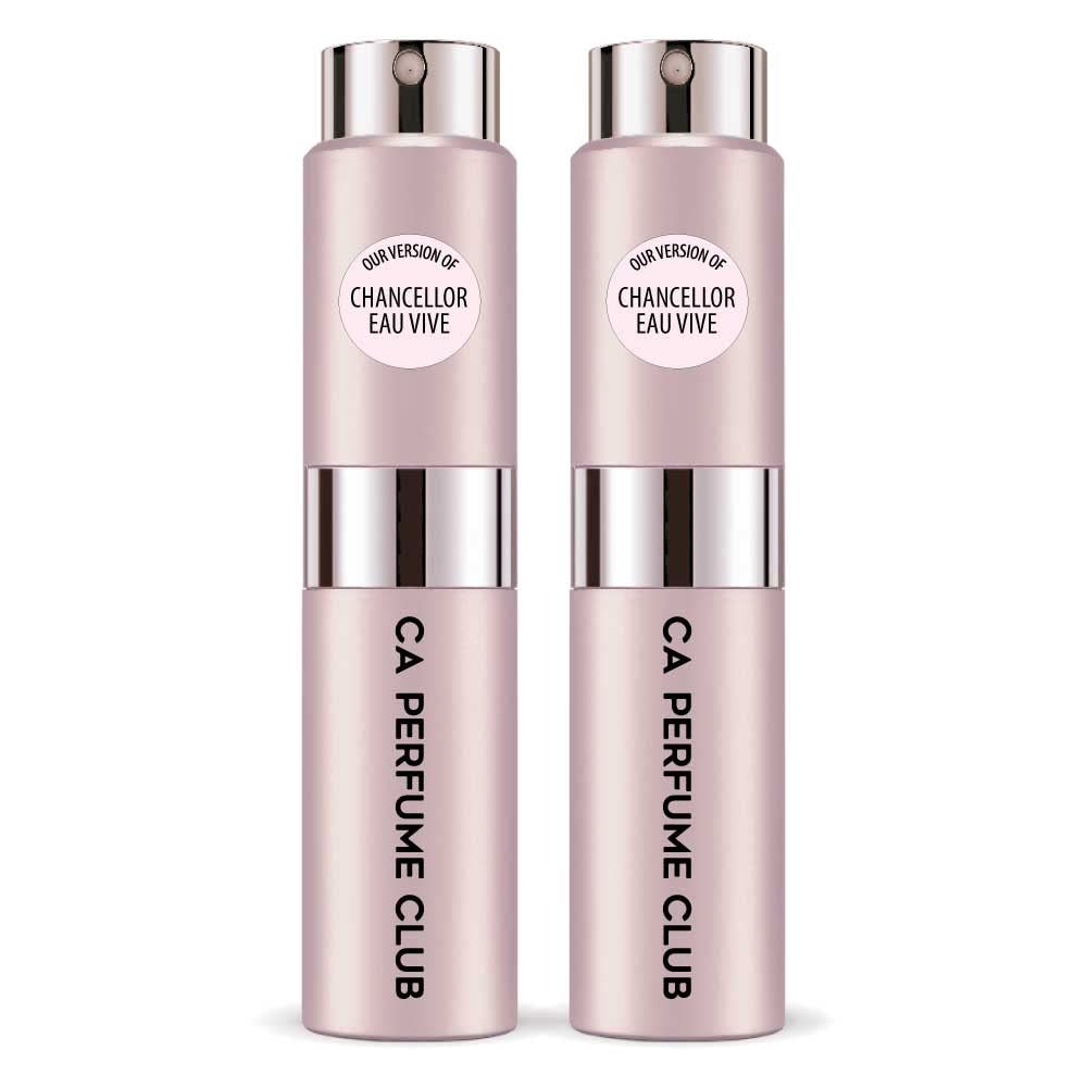 CA Perfume Impression of Chancellor Eau Vive for Women Floral Woody Musk Scent Long Lasting Perfumes for Women Eau De Parfum Travel Size Refillable Atomizer Spray 0.27 Fl Oz 8ml (Set of 2)
