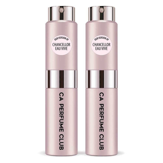 CA Perfume Impression of Chancellor Eau Vive for Women Floral Woody Musk Scent Long Lasting Perfumes for Women Eau De Parfum Travel Size Refillable Atomizer Spray 0.27 Fl Oz 8ml (Set of 2)