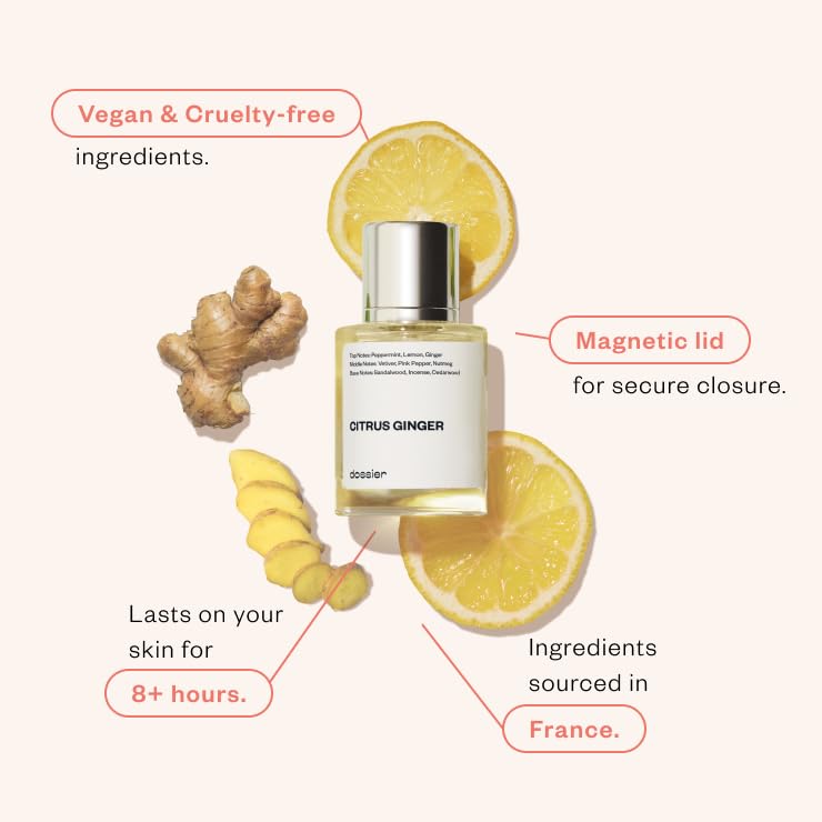 Dossier - Citrus Ginger - Eau de Parfum - Perfume Luxury - Pure Infused - For Men - Fragrance 1,7 Fl 0z (50ml)