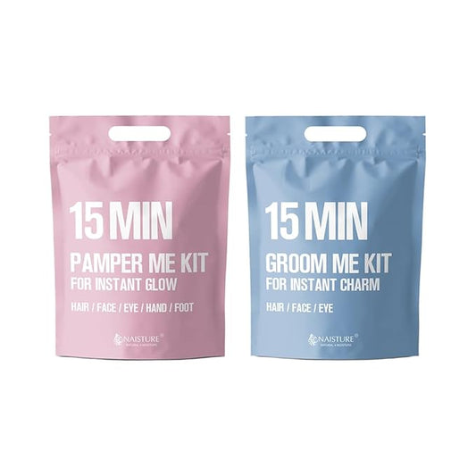 15 Min Pamper Me and Groom Me Kit (12pc): Home Spa Gift set with Korean Face Mask Essentials for Men and Women