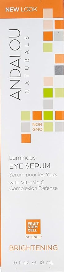 Andalou Naturals Luminous Eye Serum, Illuminating Eye Cream for Dark Circles and Puffiness, Vitamin C, Caffeine & Goji Glycopeptides for a Rejuvenated, Refreshed, Tighter Appearance, 0.6 Ounce