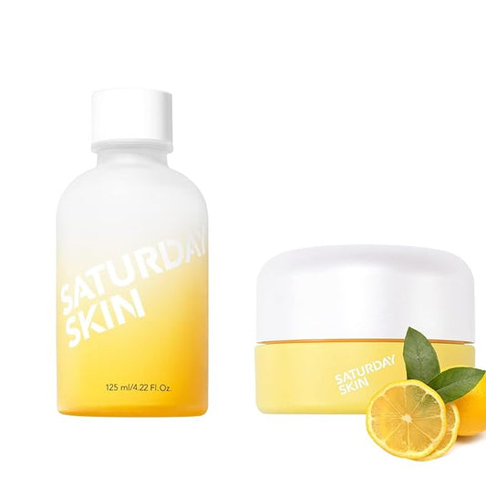 Saturday Skin Yuzu Eye Cream Vitamin C Wide Under Tight Eye Cream and Yuzu Vitamin C Toner for Dryness Dullness Face Hydrate