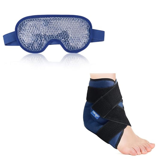 NEWGO Bundle of Cooling Eye Mask and Ankle Foot Ice Wrap