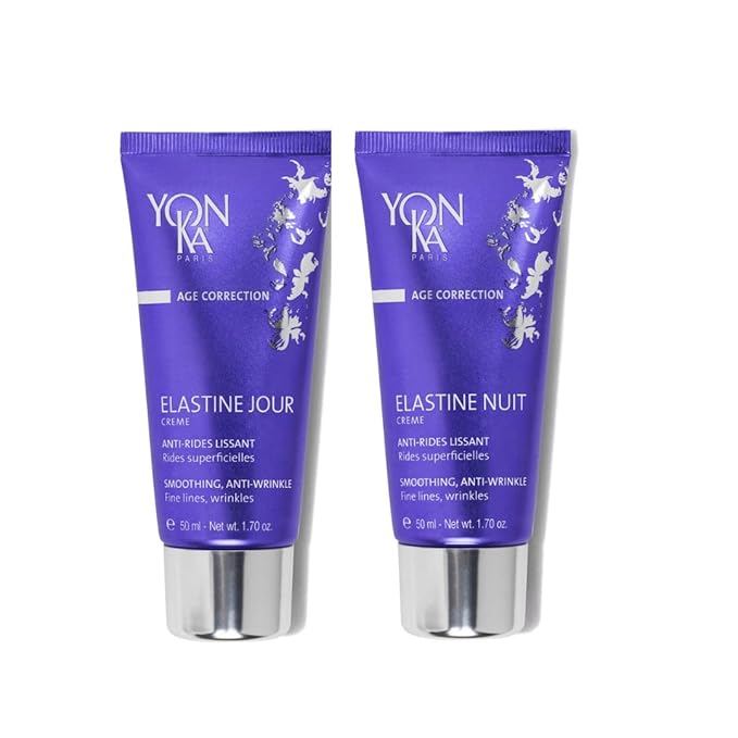 Yon-Ka Elastine Jour & Nuit Anti-Wrinkle Day and Night Cream Set, Anti Aging Facial Moisturizer, Soften Fine Lines and Wrinkles with Vitamin C and Elastin Peptides, Paraben-Free