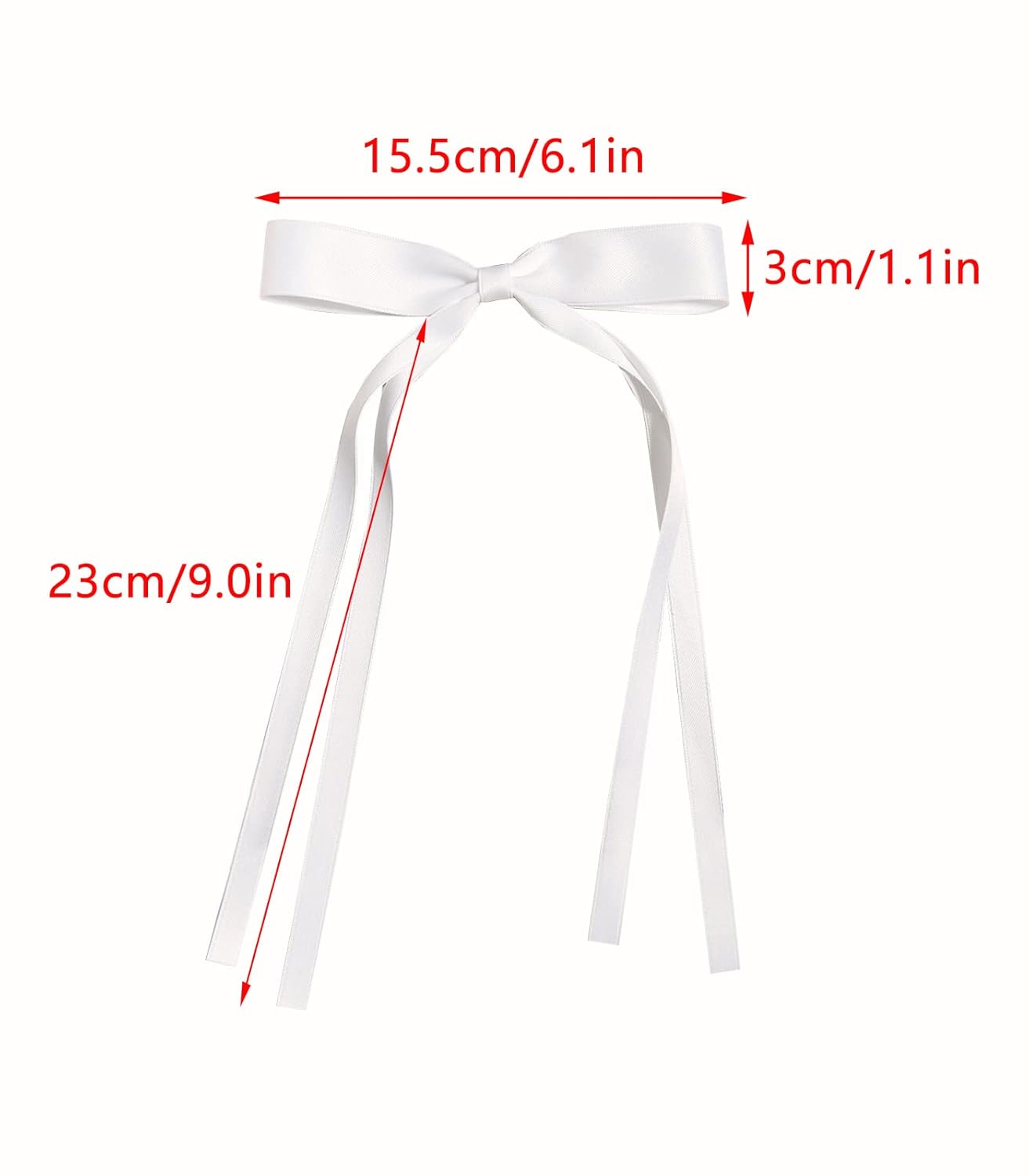 4pcs Tassel Ribbon Bowknot Hair Clips with Long Tails, Solid Claw Barrettes with Bows for Girls and Women - Hair Accessories (Pink White)