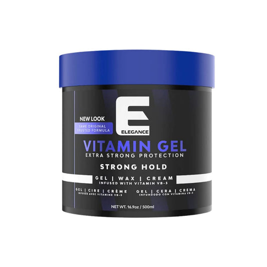 Elegance Vitamin Gel, 16.9 Oz, Infused with Vitamin Pro-VB-5, Strong Hold Gel, Maximum Hair Protection and Natural Long Lasting Shine
