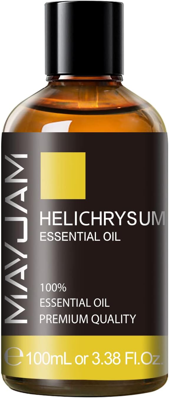 Helichrysum Essential Oil, MAYJAM Pure Essential Oils for Diffusers, 3.38FL.OZ/100ML Large Volume Helichrysum Oil with Premium Glass Dropper
