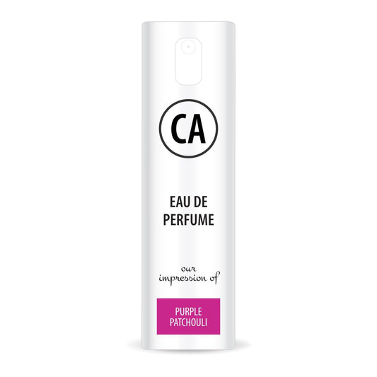 CA Perfume Impression of Purple Patchouli Unisex Eau De Parfum Floral Woody Musk Scent Long Lasting Unisex Fragrance Travel Size TSA Ready for Day and Night Wear 0.33 Fl Oz 10ml