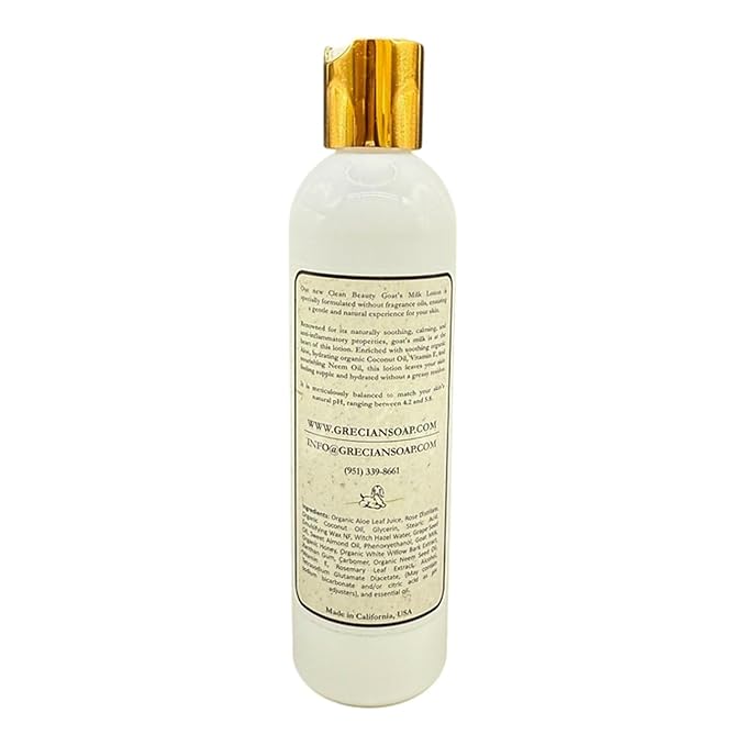 Organic Clean Beauty Goat's Milk Lotion in Sandalwood - 8 oz All Natural Goats Milk Lotion for Women and Men, Enriched with Essential Oils, Body Moisturizer for Everyday Use