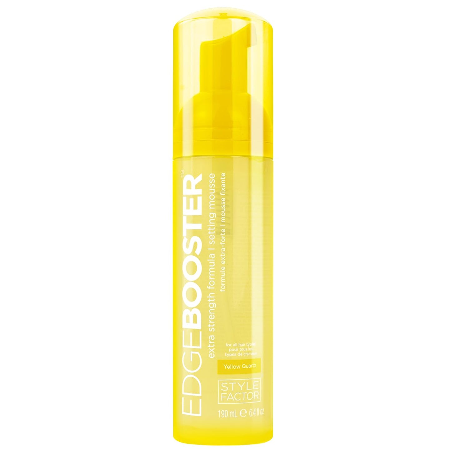 Style Factor EDGE BOOSTER Extra Strength Setting Mousse – Frizz Control, Extra Volume, and Conditioning – 6.4oz Yellow Quartz Mousse for Curly Hair