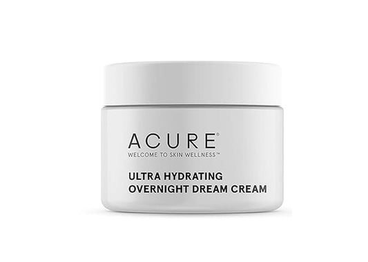 Acure Ultra Hydrating Overnight Dream Cream - All Night Booster Mask for Dry Skin - Made with Melatonin & Hemp Seef Oil Extract for Intense Moisture - 1.7 Fl Oz