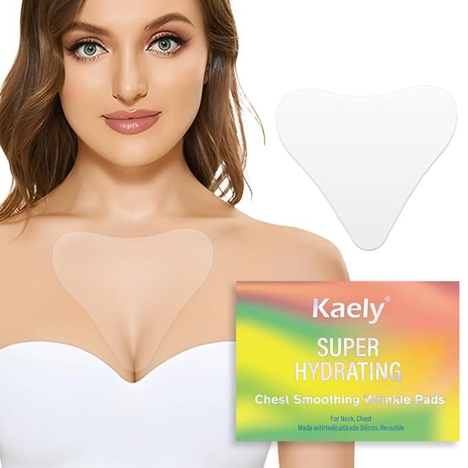 evpct 1Pcs Silicone Chest Smoothing Wrinkle Pads Reusable, Silicone Anti Chest Wrinkle Patches Reusable for Chest Wrinkles Overnight, Décolleté Chest Wrinkle Pillow Pad for Smoother,Size M-Small Heart