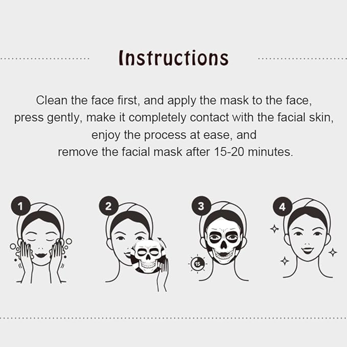 MOND'SUB Skull face mask,Hydrating and Soothing Facial Mask,Enriched with Peptides,Firm aging skin 8 packs-Spa Beauty Masks