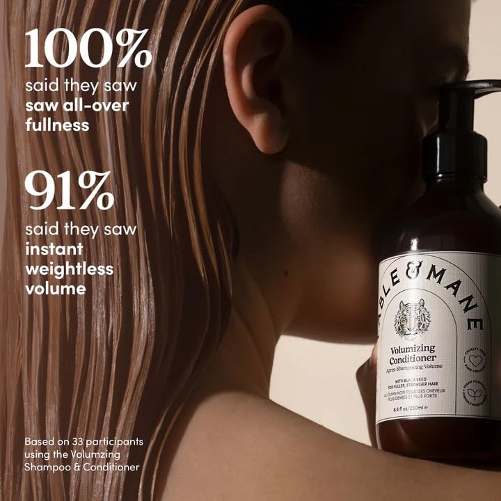 Fable & Mane Volumizing Shampoo & Conditioner Duo For Thinning, Fine or Medium Hair Types. Plumps Strands for Bounce, Body and fuller-looking Hair