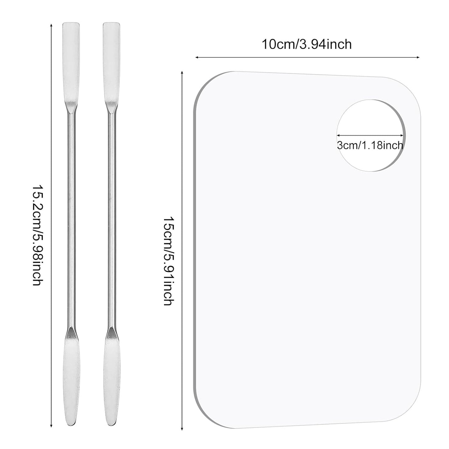 2PCS Acrylic Makeup Mixing Palette with Blending Sticks Shimmeroo Professional Cosmetic Makeup Mixing Palette Artist Tool for Foundation Eye Shadow Lipsticks Nail Art Pigment Blending